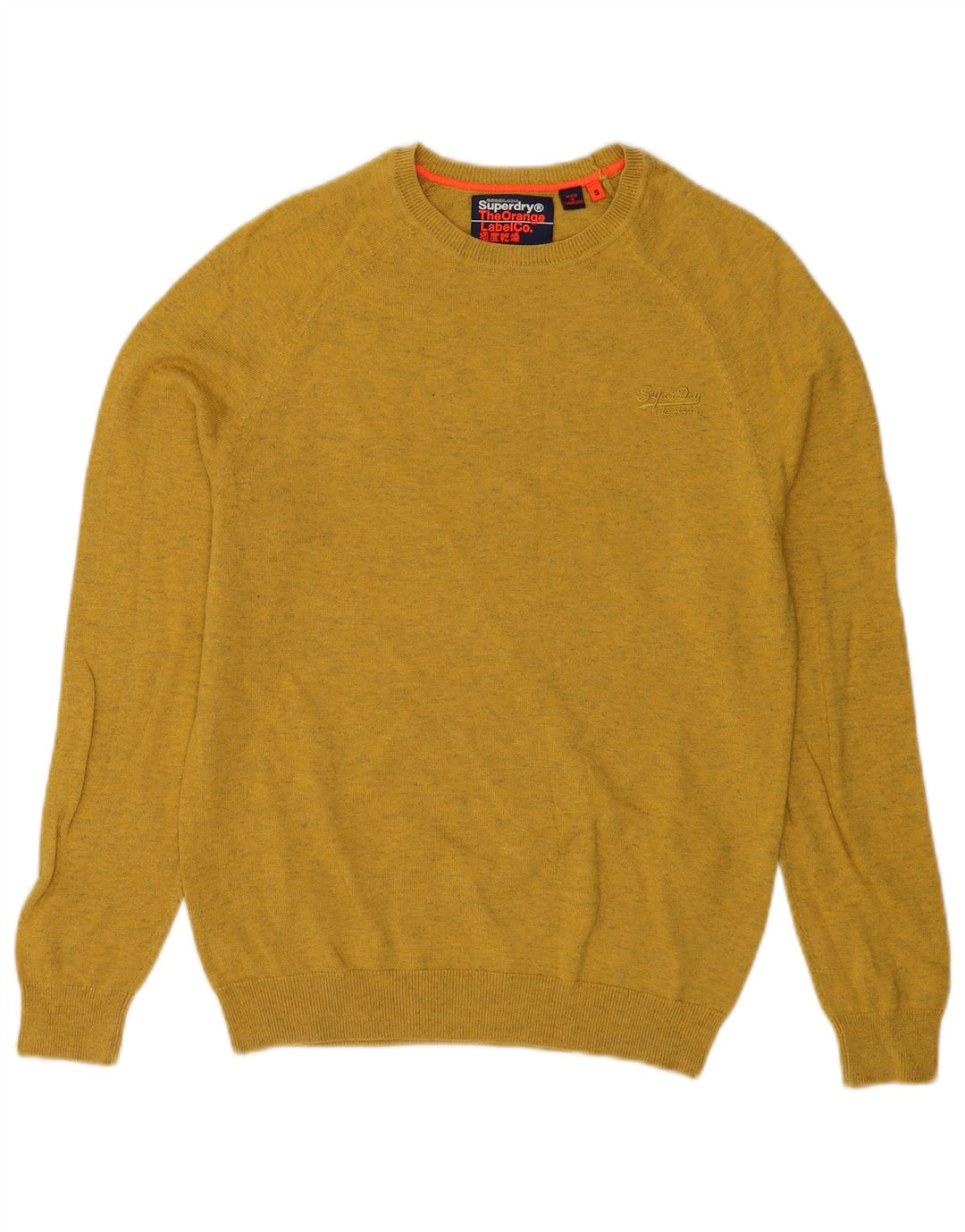 Maglione da uomo girocollo Superdry in cotone chiazzato giallo piccolo