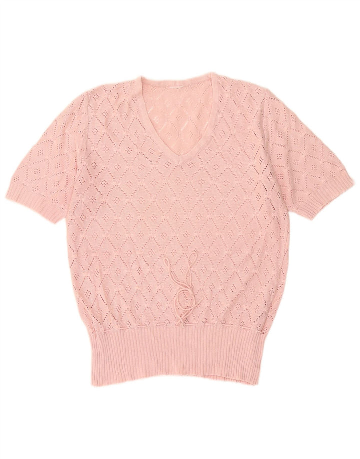 Camicetta vintage da donna in maglia Top IT 48 XL Poliacrilico geometrico rosa