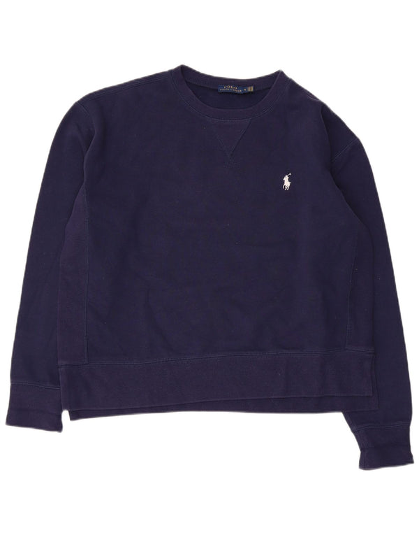 Polo Ralph Lauren Womens Sweatshirt Jumper UK 14 Medium Navy Blue Cotton