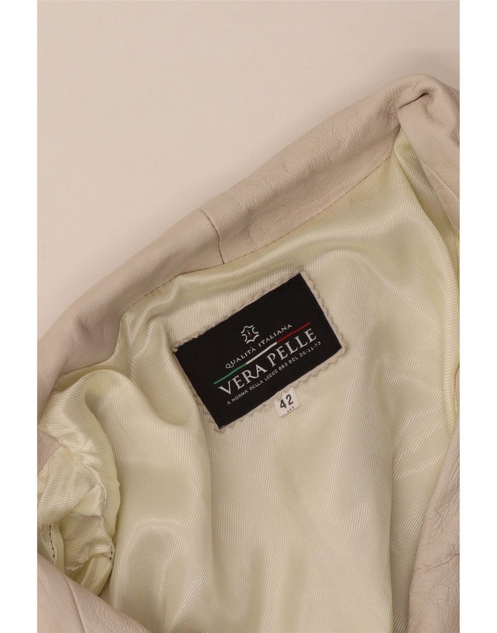 Cappotto in pelle da donna vintage IT 42 medio in pelle bianco sporco