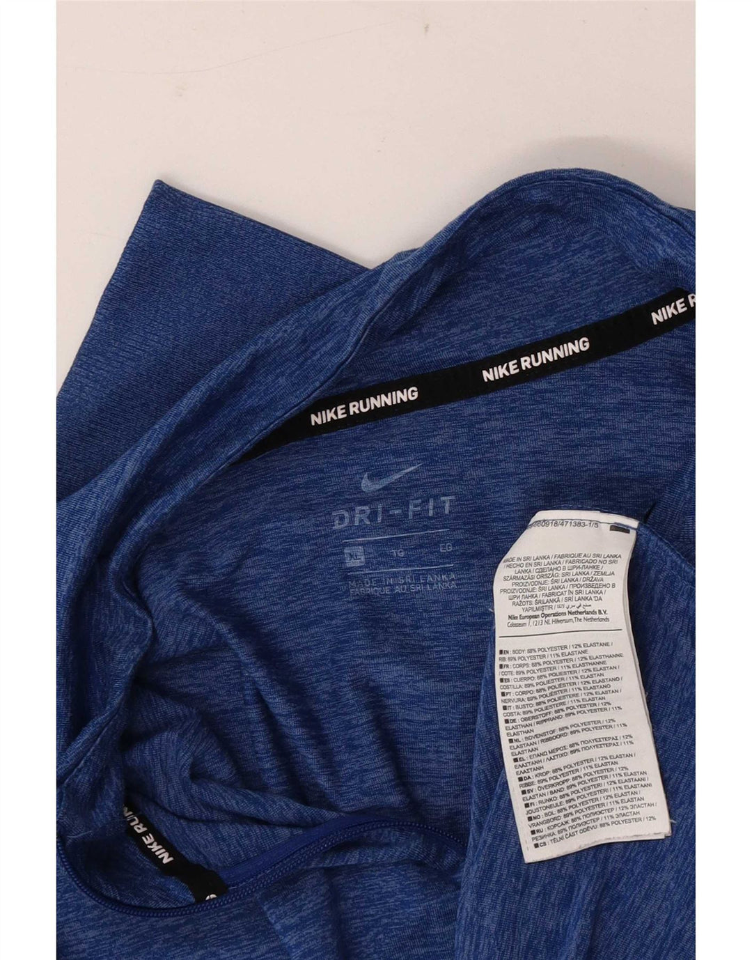 Nike Maglia da running da uomo con zip e collo a maniche lunghe XL in poliestere chiazzato blu
