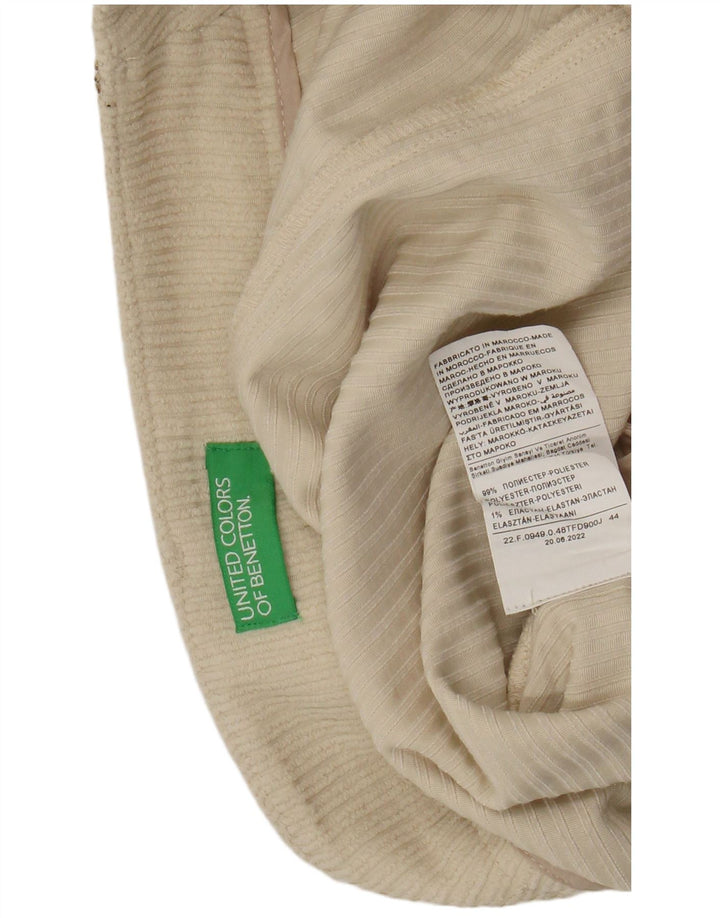 Pantaloncini di velluto a coste da donna Benetton UK 12 Medium W28 Poliestere beige