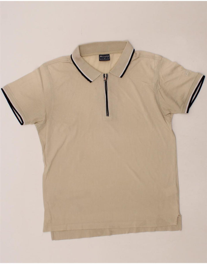 CHAMPION Mens Polo Shirt Medium Beige Cotton Vintage Champion and Second-Hand Champion from Messina Hembry 