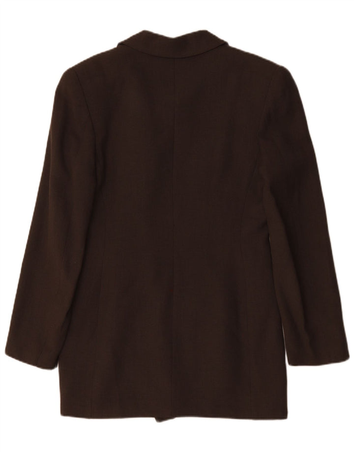 Giacca blazer doppiopetto vintage da donna UK 12 marrone medio