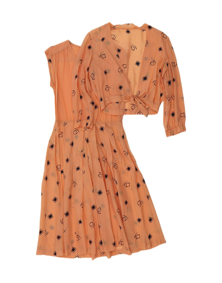 VINTAGE Womens See Through 2 Piece Set UK 14 Medium Orange Geometric Vintage Vintage and Second-Hand Vintage from Messina Hembry 