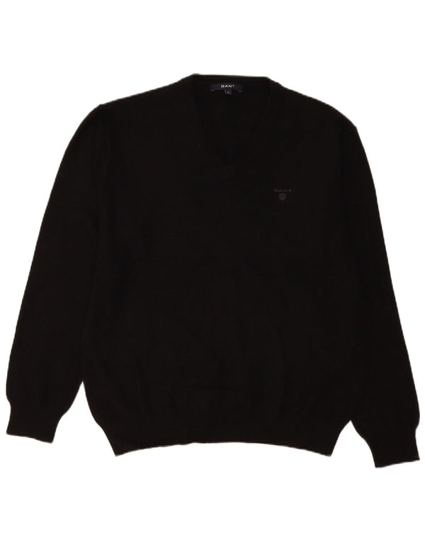 Gant maglione da donna con scollo a V UK 18 XL lana nera