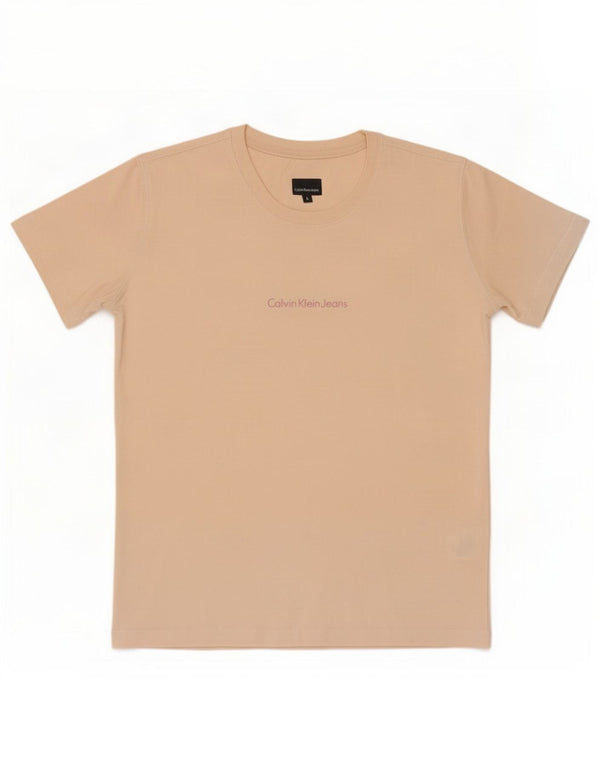 Calvin Klein Jeans T-shirt da donna Top UK 14 Large Rosa Cotone
