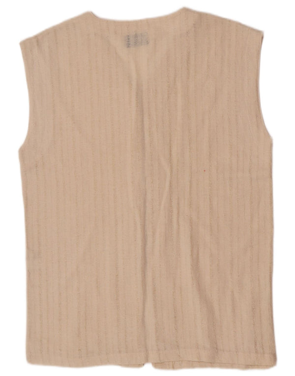 Gilet da donna Mills UK 16 grande cotone a righe bianco sporco