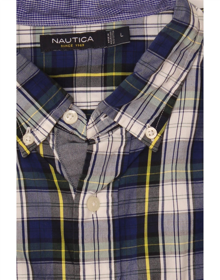 Camicia da uomo Nautica Large in cotone a quadri blu navy