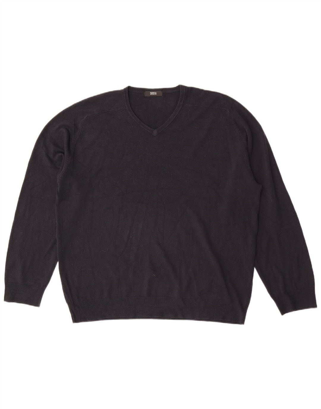 Maglione maglione con scollo a V da uomo Marks & Spencer XL blu navy acrilico