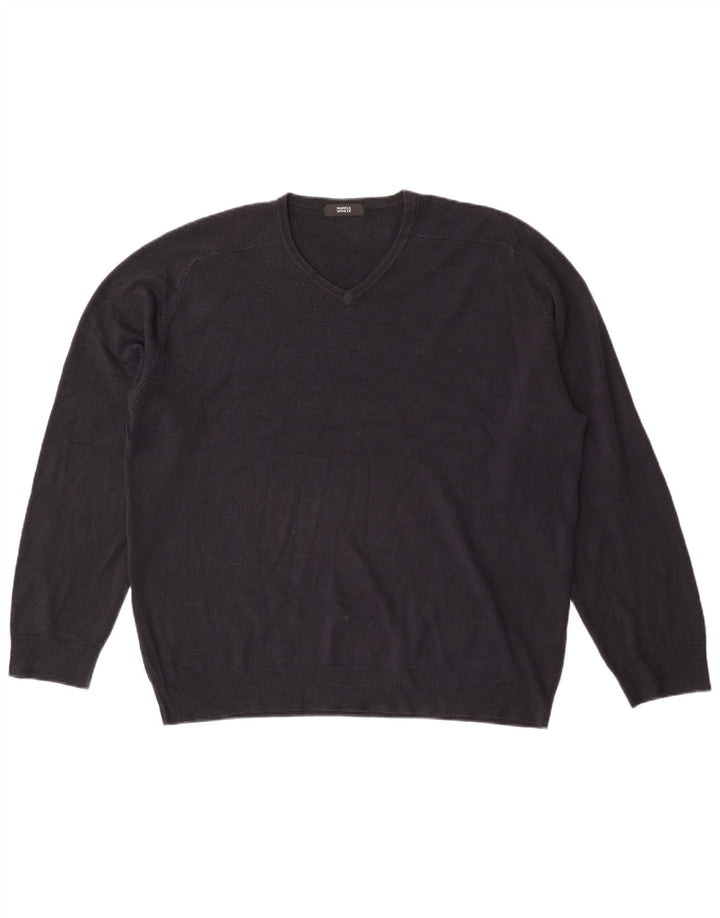 Maglione maglione con scollo a V da uomo Marks & Spencer XL blu navy acrilico