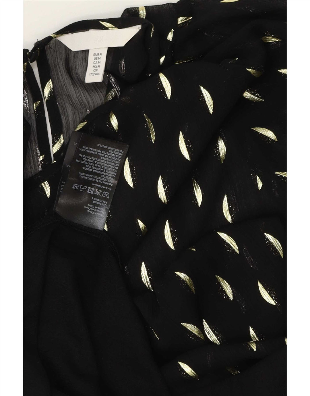 Abito lungo da donna H&M UK 14 Poliestere maculato nero medio