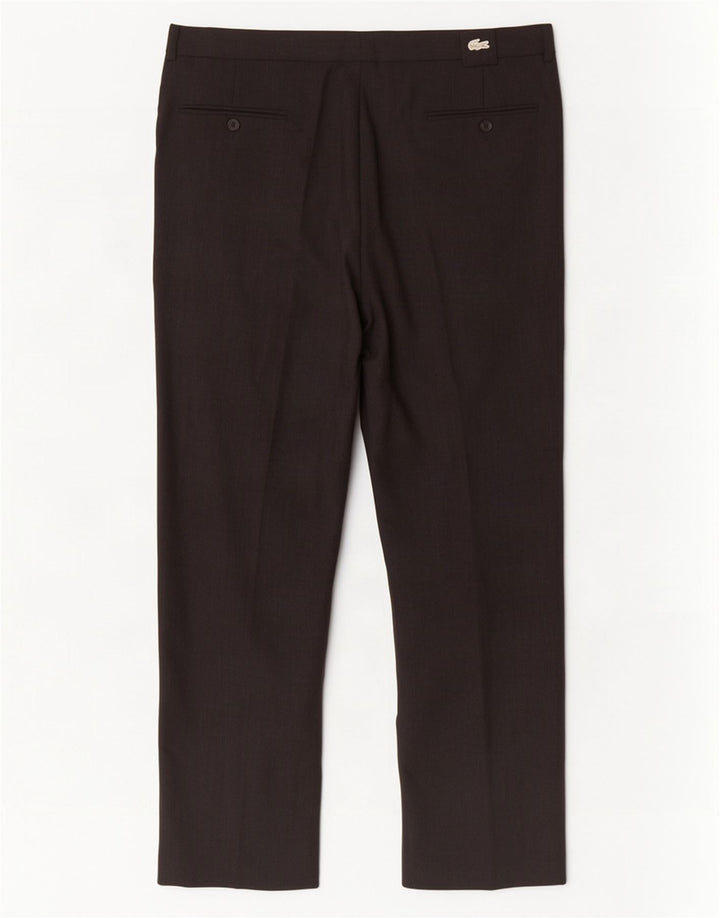 Pantaloni da completo da uomo Lacoste con pegging taglia 46 grande W36 L27 lana grigia