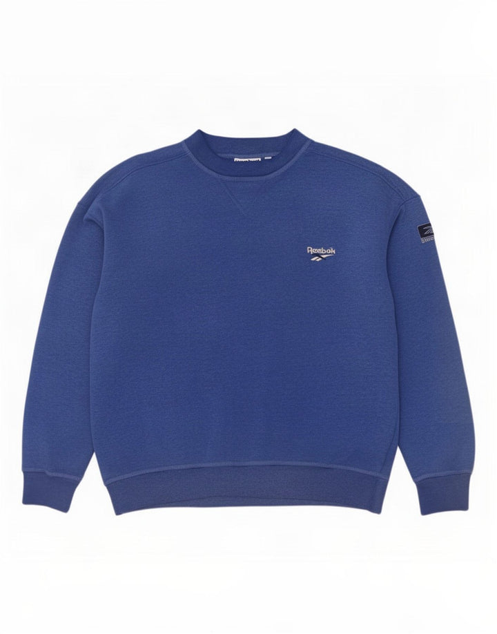 Felpa Reebok da uomo, maglione grande, blu, in poliestere