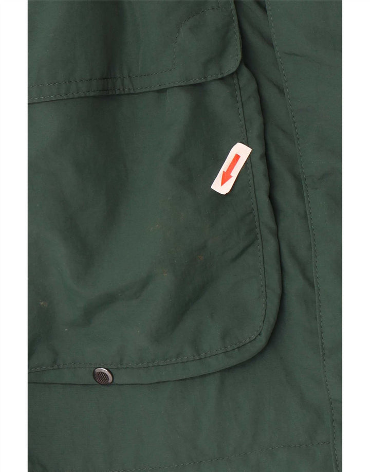 Giacca antipioggia vintage da uomo con cappuccio UK 40 grande verde in poliammide