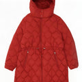 Cappotto imbottito con cappuccio da donna Marks & Spencer UK 22 3XL rosso poliammide