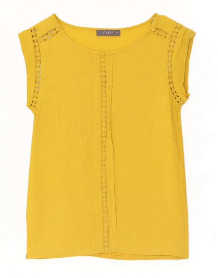 Top tunica da donna Oasis UK 10 piccolo in viscosa gialla