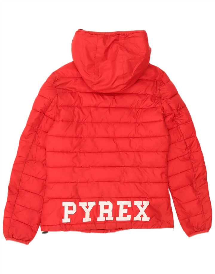 Giacca imbottita con cappuccio grafica da donna Pyrex UK 10 piccola poliestere rosso