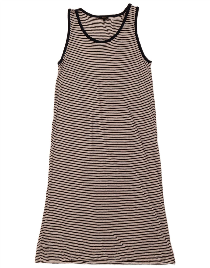 MASSIMO DUTTI Abito lungo senza maniche da donna UK 14 Grandi righe bianche