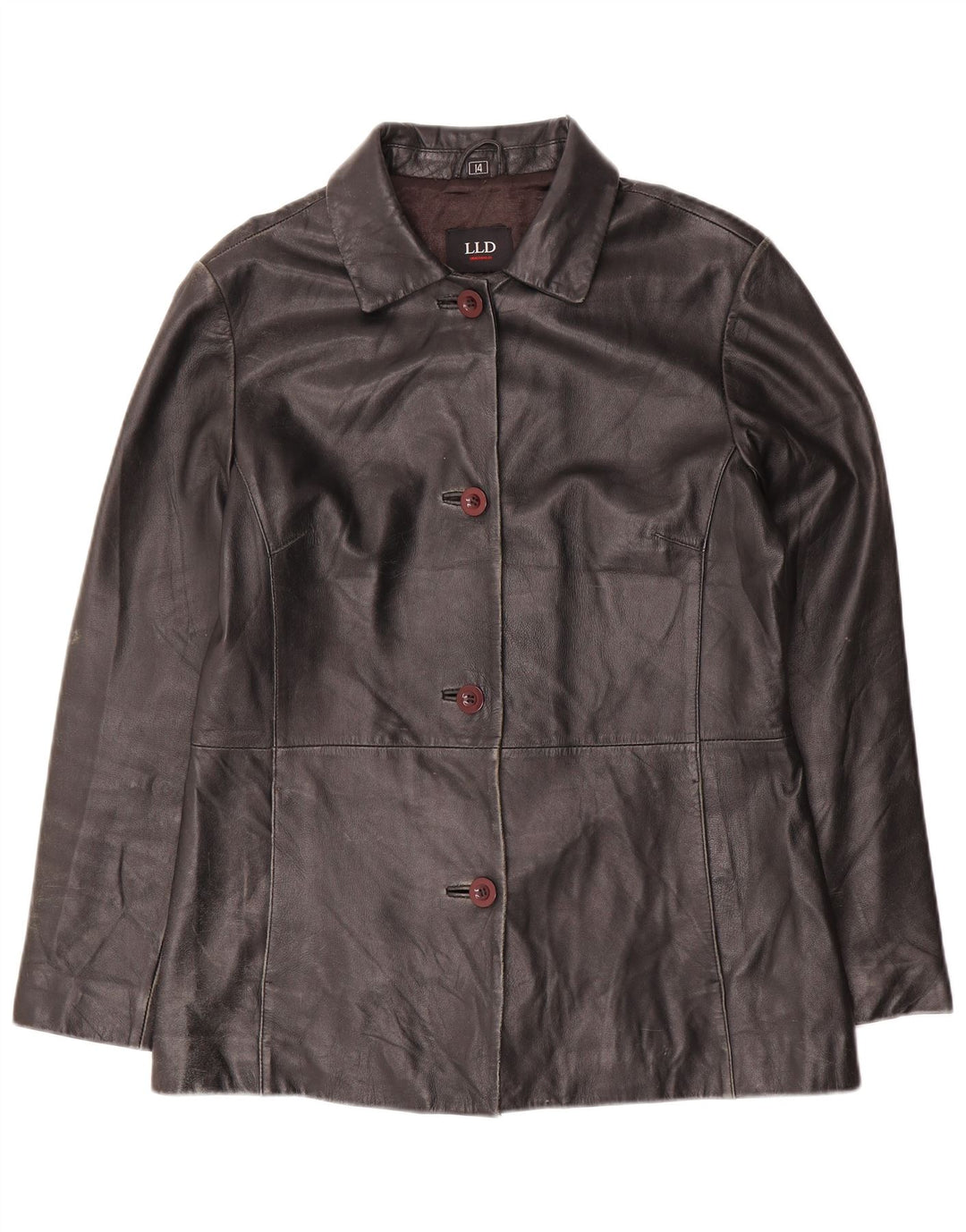 Giacca in pelle da donna LLD UK 14 grande pelle nera