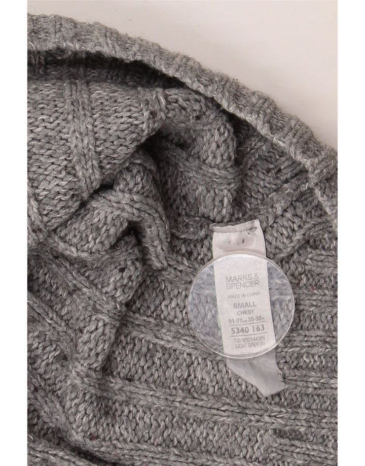 MARKS & SPENCER Maglione da uomo con zip e collo piccolo in acrilico grigio