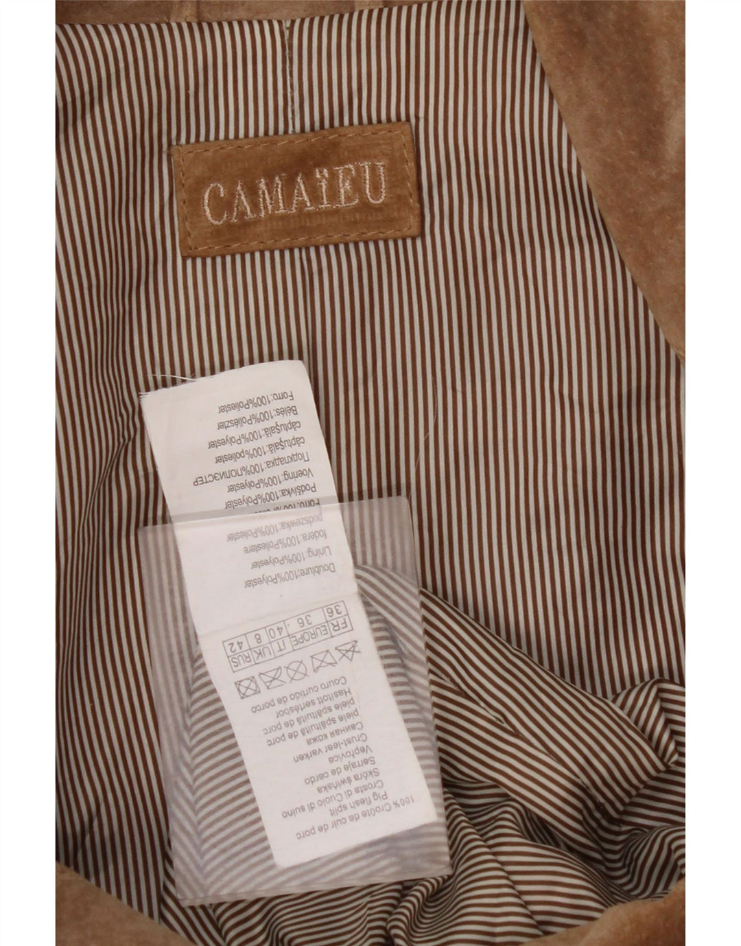Giacca in pelle scamosciata da donna CAMAIEU UK 8 piccola in pelle beige