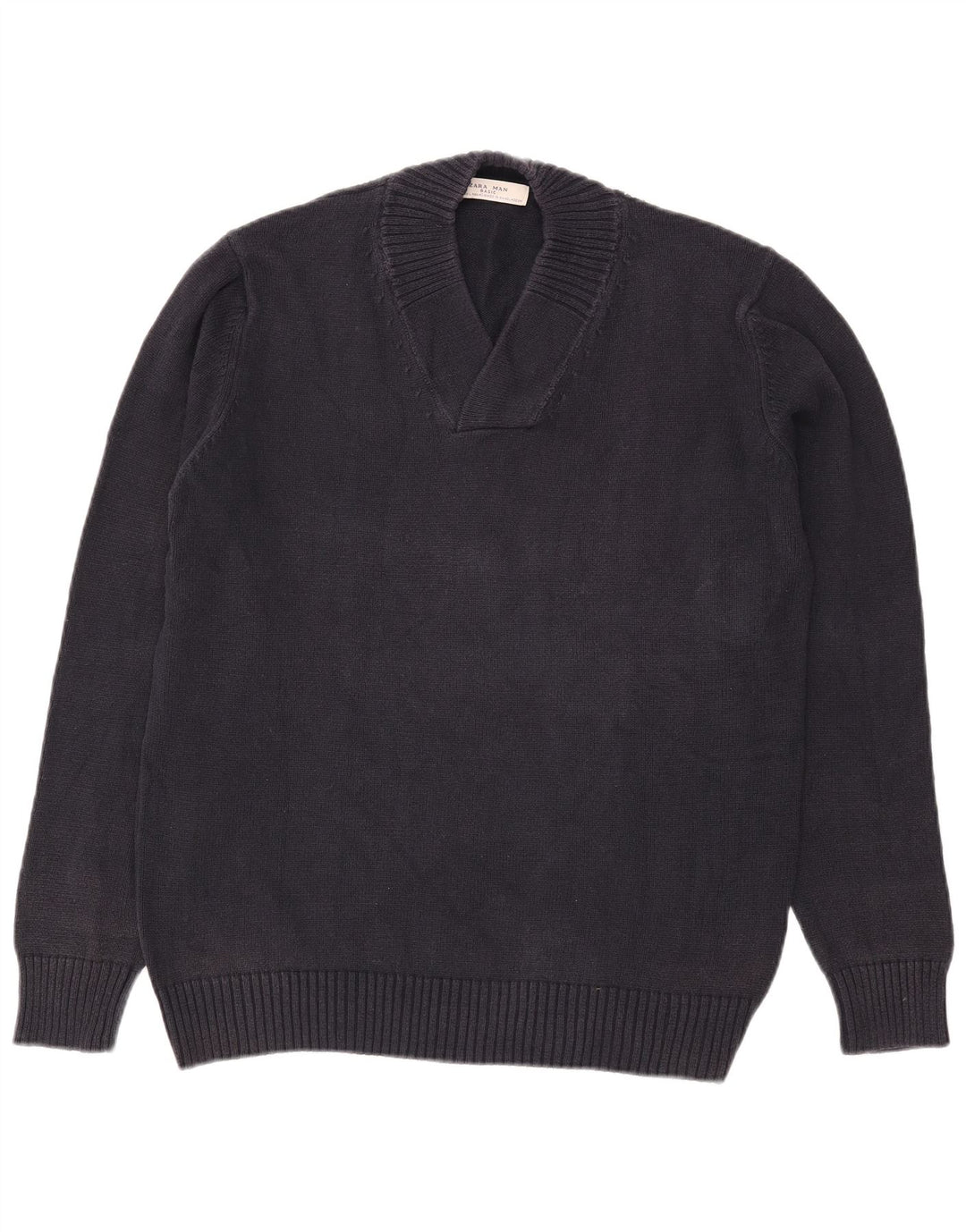 Maglione Zara da uomo con scollo a V grande blu navy