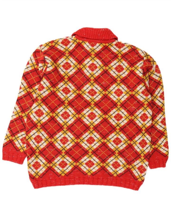 Foxhound Uomo Maglione con Zip Collo XL Rosso Argyle/Lana Diamantata