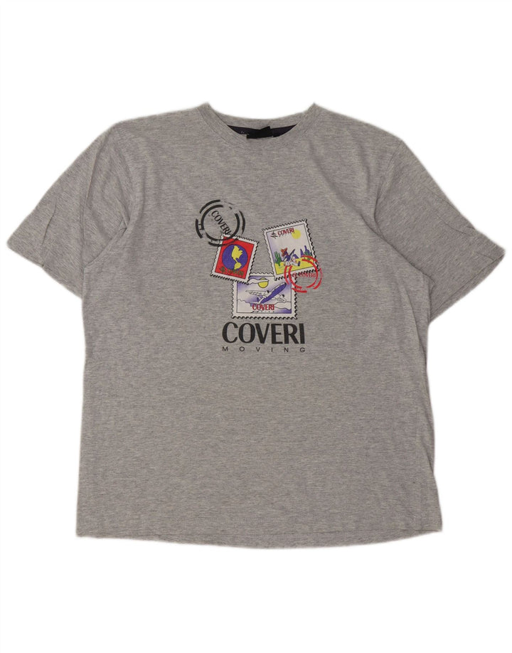 T-shirt grafica da uomo Coveri Top in cotone chiazzato grigio medio