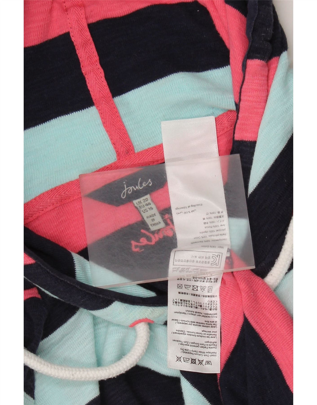 JOULES Felpa con cappuccio da donna UK 20 2XL Cotone a righe multicolore