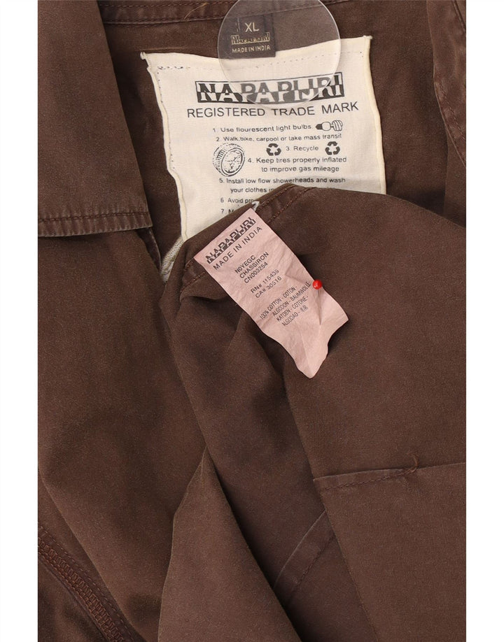 Camicia grafica da uomo Napapijri XL in cotone marrone