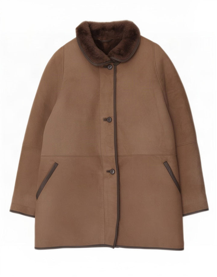 Cappotto in shearling vintage da donna EU 46 XL Marrone