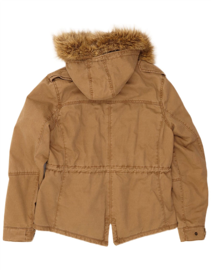 Giacca parka con cappuccio da donna LEVI'S UK 16 grande cotone marrone
