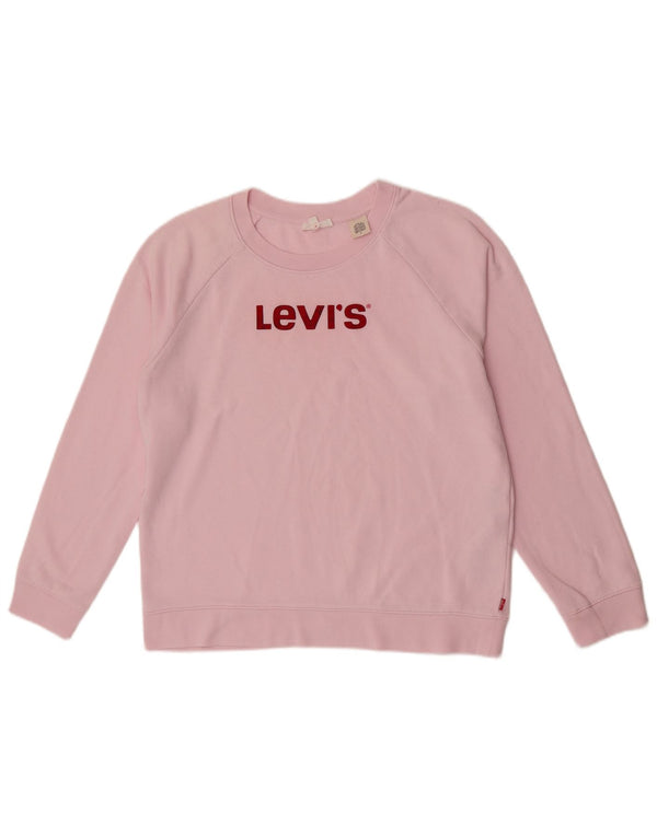 Levi's Donna Felpa oversize con grafica Maglione UK 14 Cotone rosa medio