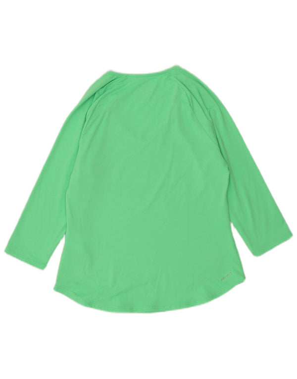 Top Nike Dri Fit da donna manica 3/4 UK 12 poliestere verde medio