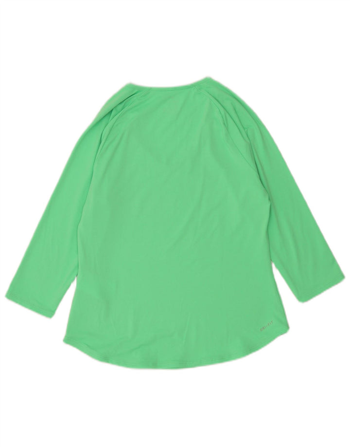 Top Nike Dri Fit da donna manica 3/4 UK 12 poliestere verde medio