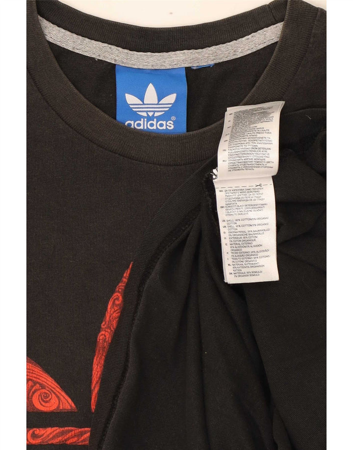 T-shirt grafica da uomo Adidas Top grande in cotone grigio