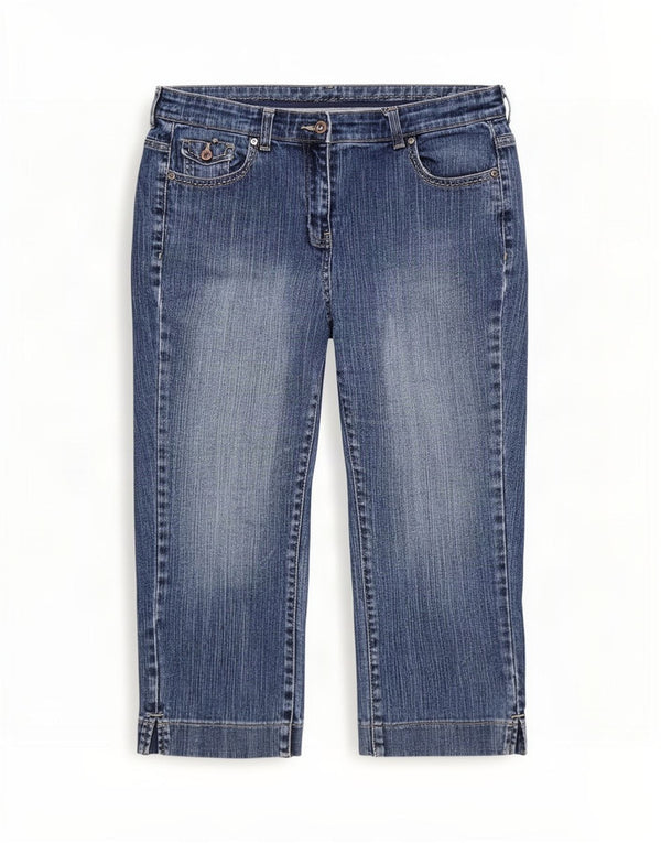 Jeans Capri da donna Marks & Spencer UK 14 Large W34 L20 Cotone blu