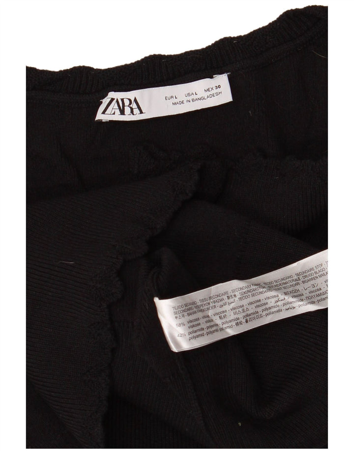 Canotta corta da donna Zara UK 14 grande viscosa nera