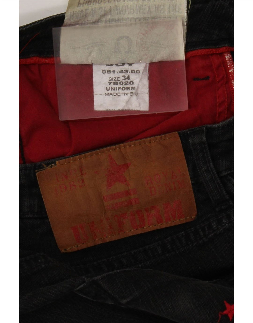 Jeans dritti da uomo uniformi W34 L30 cotone grigio