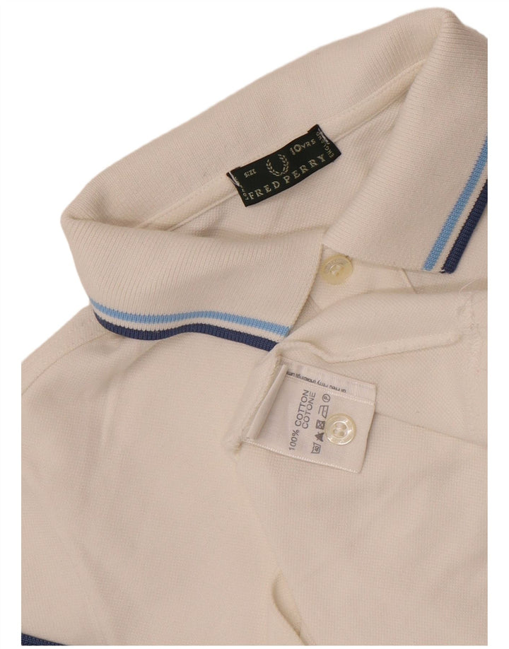 Polo Fred Perry da bambino 9-10 anni in cotone a righe bianche
