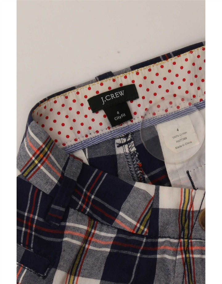 Pantaloncini chino da donna J. Crew US 4 Small W30 cotone a quadri blu navy