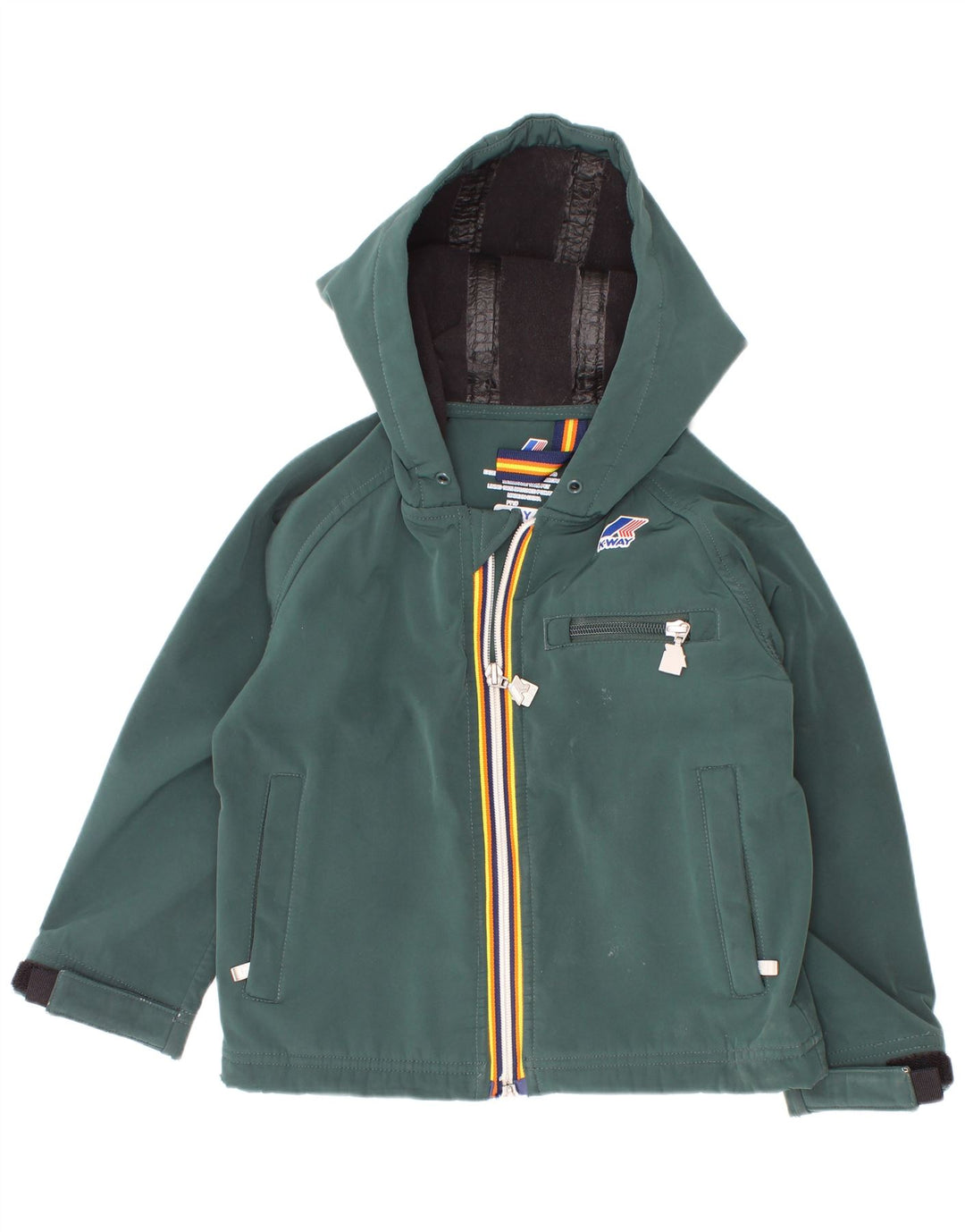 Giacca a vento con cappuccio da bambino K-Way 4-5 anni in poliestere verde