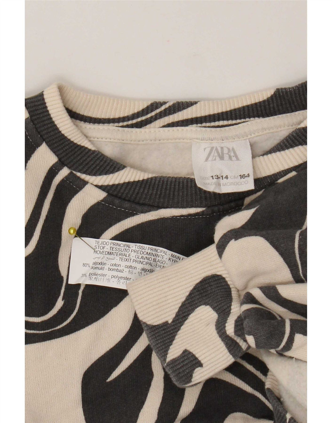 Felpa Zara Bambina con Fantasia Astratta Maglione 13-14 Anni in Cotone Nero