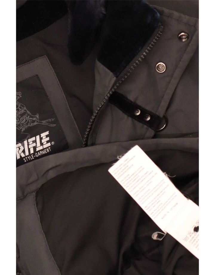 Giacca Parka da uomo Rifle UK 40 Large in cotone grigio
