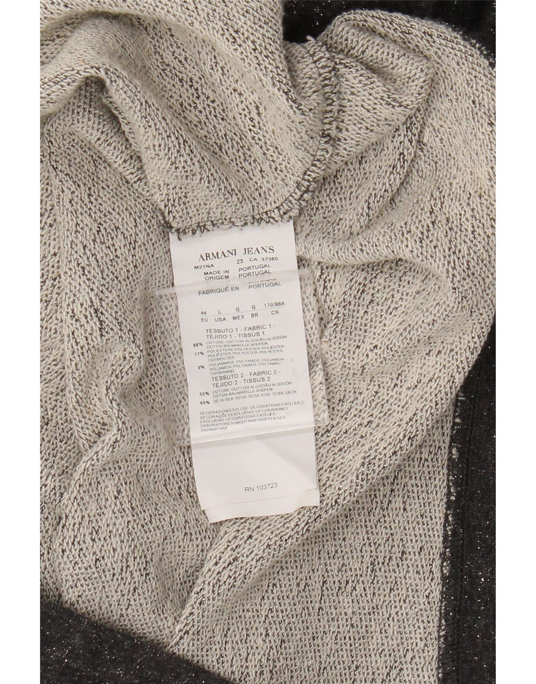 Felpa da donna Armani Jeans Felpa EU 44 XL Cotone grigio