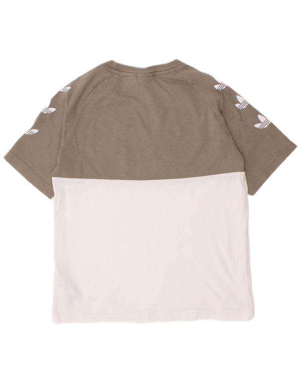 T-shirt grafica da ragazzo Adidas Top 6-7 anni in cotone color block bianco