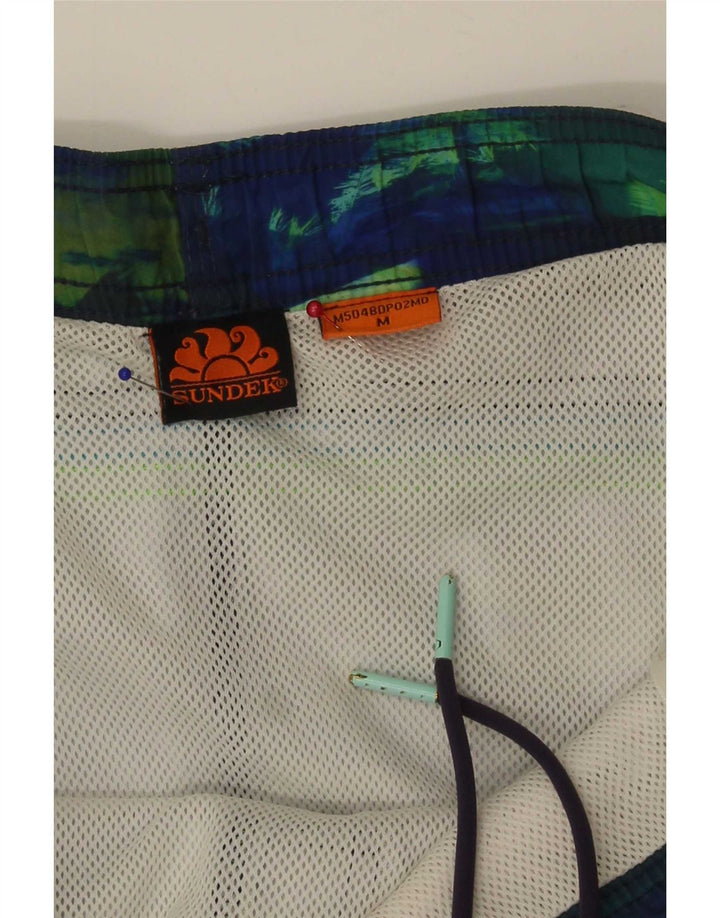 Pantaloncini da bagno da uomo Sundek medio blu navy color block in poliestere hawaiano