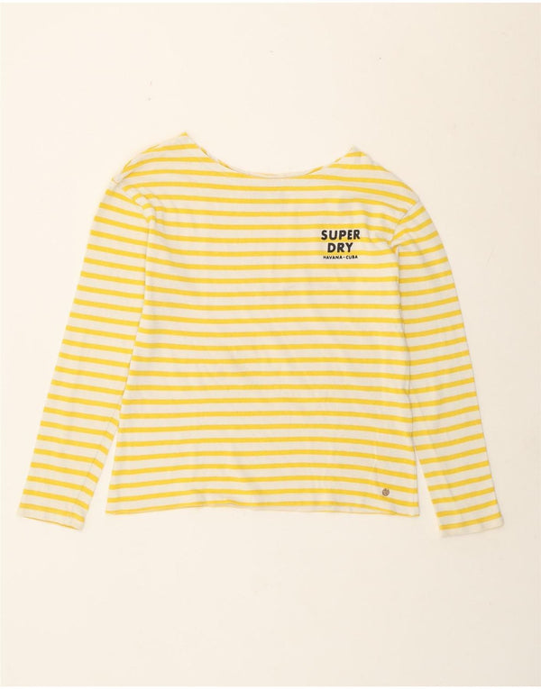 Top da donna a maniche lunghe Superdry UK 14 cotone a righe grandi gialle