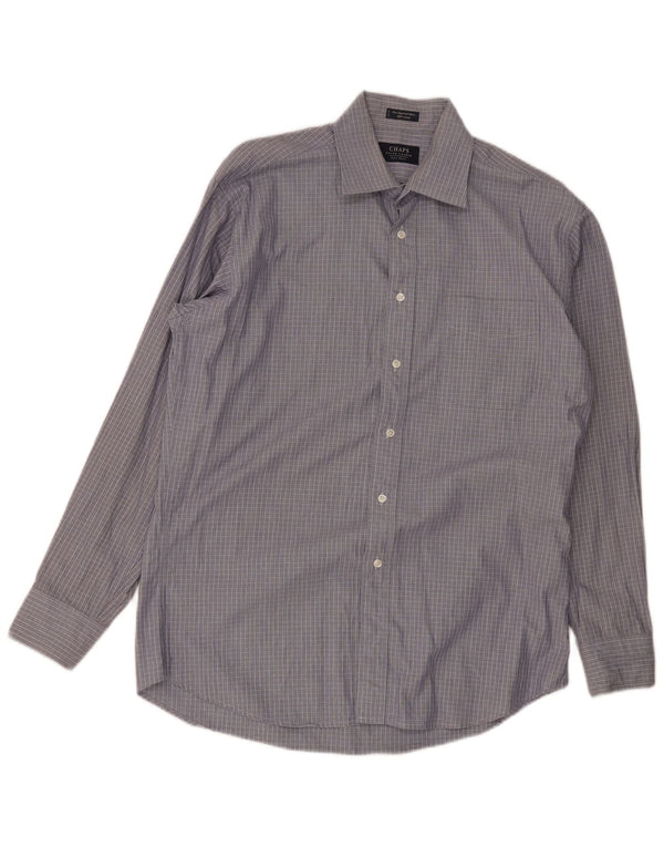 Camicia elegante da uomo Chaps Ralph Lauren taglia 16 1/2 grande cotone a quadri blu